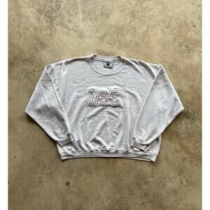 Lee Spellout Embroidered Gray Sweatshirt Size Womens Large Made in USA